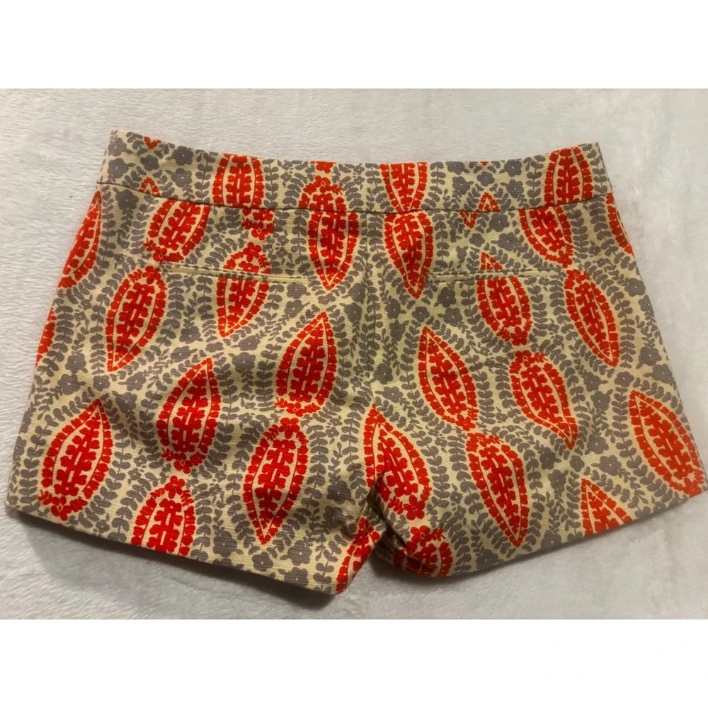 J.Crew Shorts Women's 6 Orange Gray‎ Leaf Boho Resort Beach Preppy Chino Summer